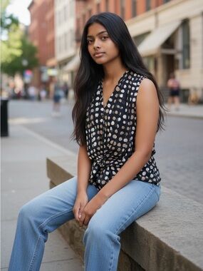 Anthropologie Moulinette Soeurs 100% Silk polka dot blouse